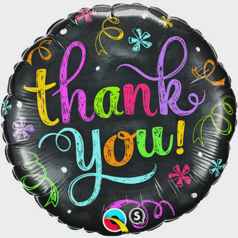 18" ROUND FOIL THANK YOU CHALKBOARD